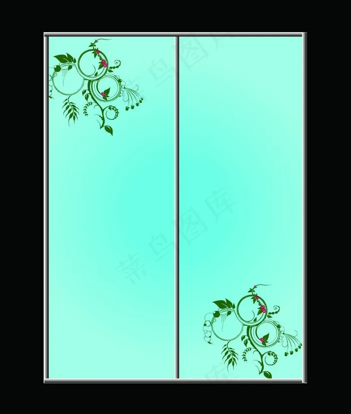 绿色藤曼移门ai矢量模版下载