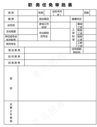 职务任免审批表