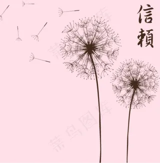 蒲公英和光线背景矢量图下载