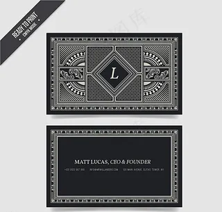 时尚银色花纹商务名片图片