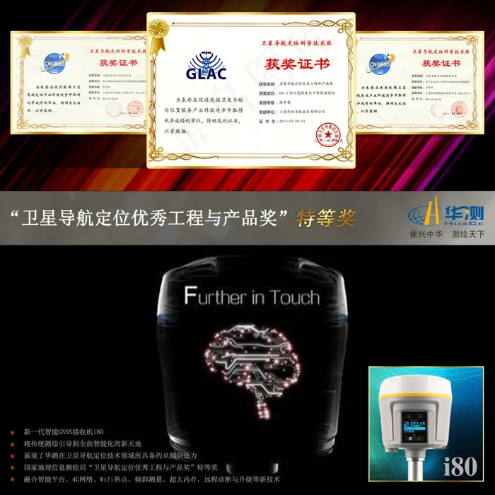 上海华测导航公司获奖产品宣传海报psd模版下载