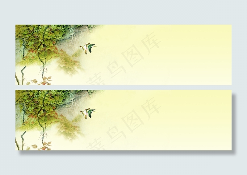 春天绿色植物背景psd模版下载