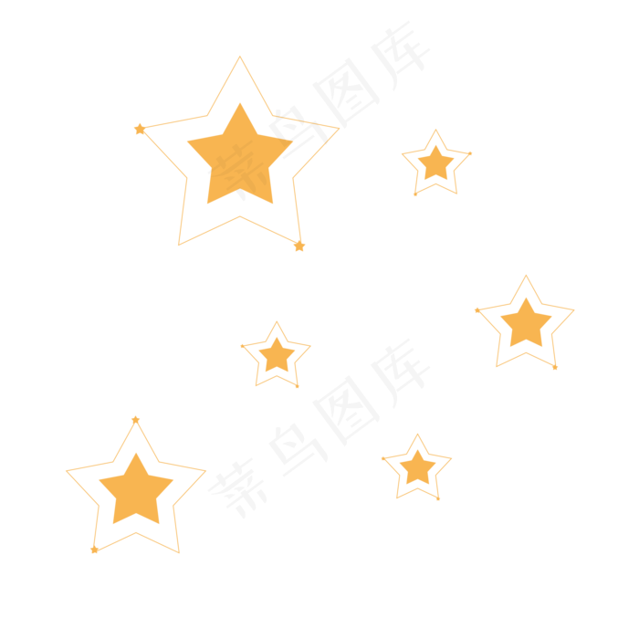 星星漂浮装饰线框闪亮,免抠元素(2000*2000px 300 dpi )psd模版下载