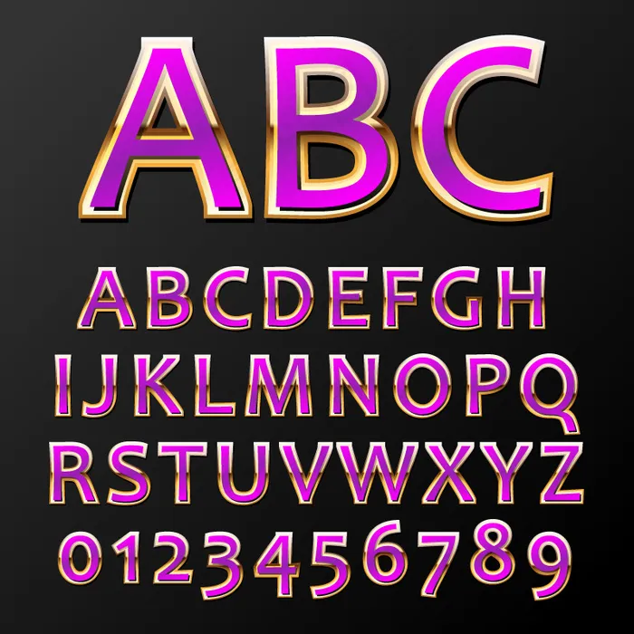 金边紫色字母和数字eps,ai矢量模版下载