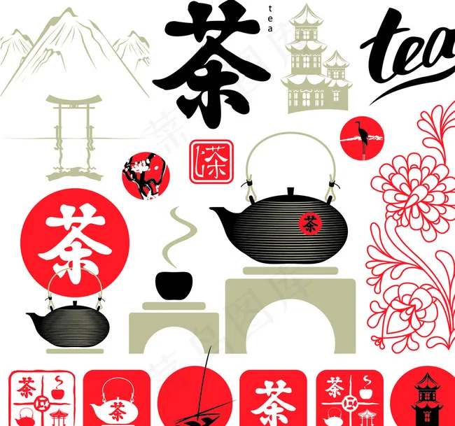 茶文化茶道矢量素材图片