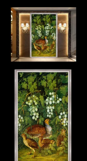 欧式复古手绘油画安居乐业图装饰画