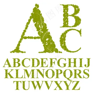 绿色树叶字母设计 绿色树叶字母设计