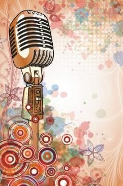 麦克风的明亮的背景04矢量