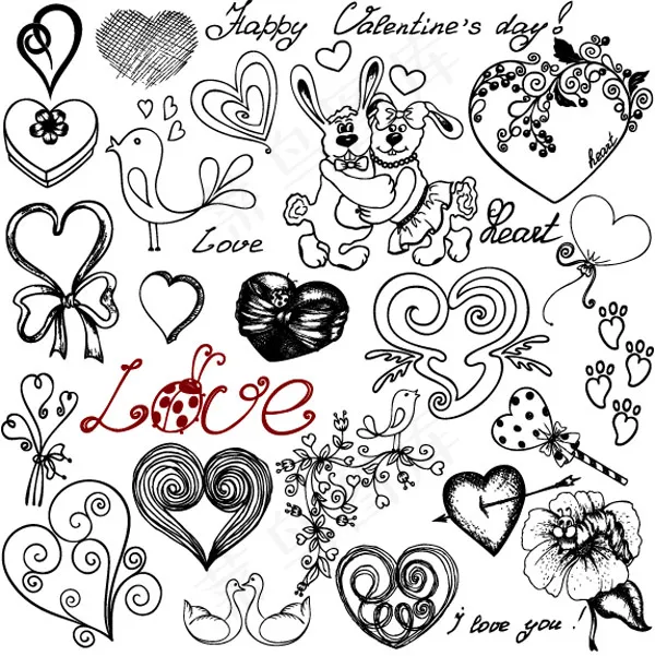 情人节love艺术字设计矢量素材