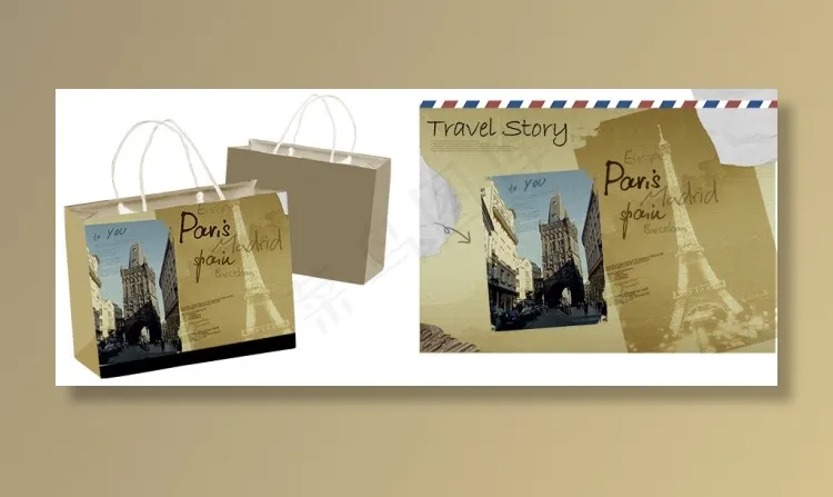 高清PSD分层精品纸袋模板设计psd模版下载