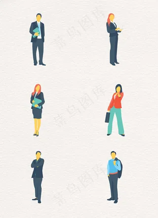 卡通面无表情穿西装的人物矢量图