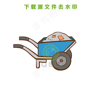 手绘小平车矢量造型图图片