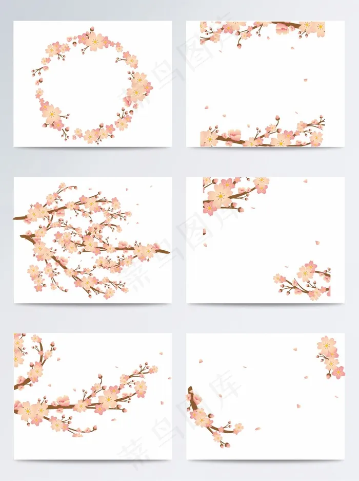 唯美淡雅粉色桃花eps,ai矢量模版下载