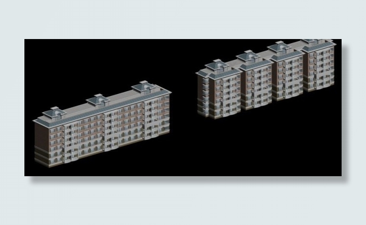 现代多层住宅区建筑群3D模型设计
