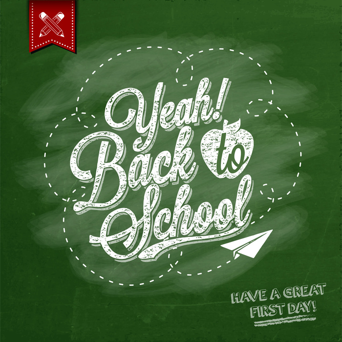 卡通返校幼儿老师黑板字矢量集合