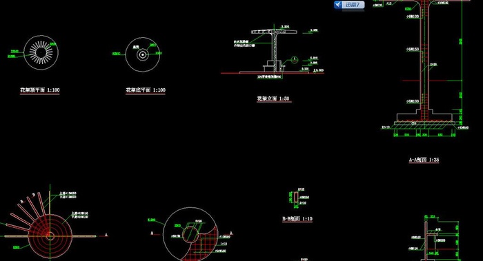 圆形单柱花架无坐位图片