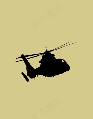 直升飞机黑白剪影飞机