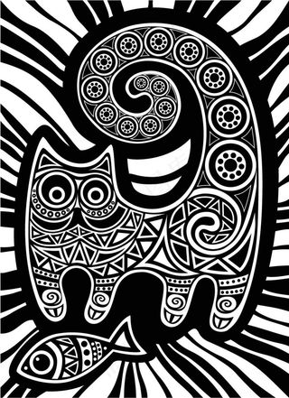 搞笑花纹猫抽象风格矢量素材