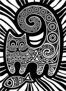 搞笑花纹猫抽象风格矢量素材 搞笑花纹猫抽象风格矢量素材