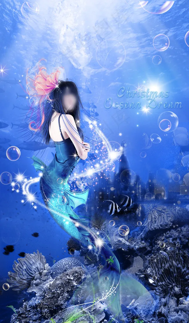 梦幻海洋圣诞主题海报