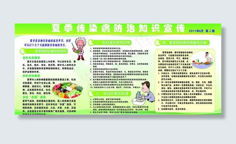 夏季传染病防治知识图片cdr矢量模版下载