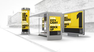 个性公交站台智能贴图样机psd素材