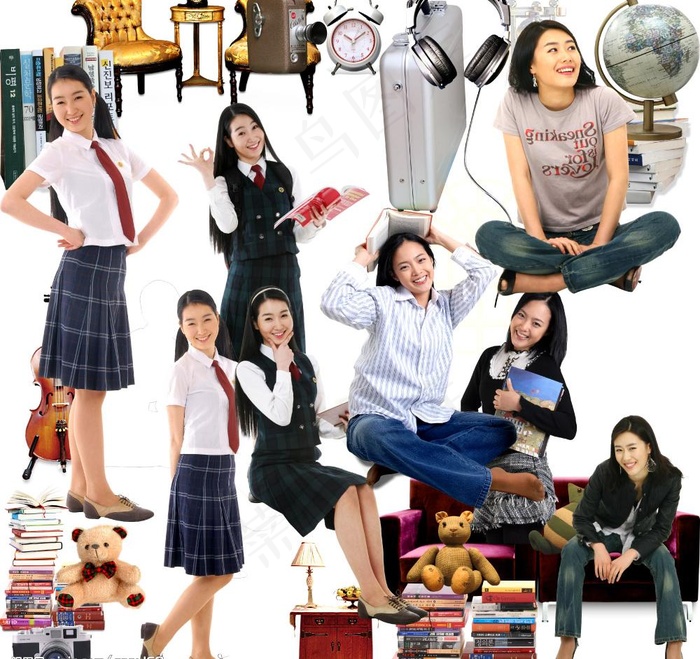 女大学生2图片(4724X4724(DPI:300))psd模版下载