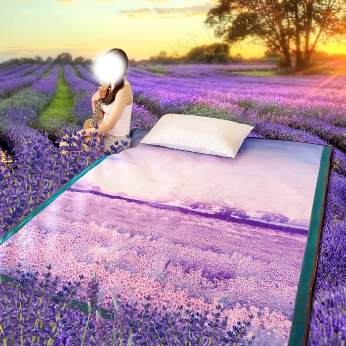 薰衣草凉席主图海报首图冰丝席海报(800X800(DPI:172))psd模版下载