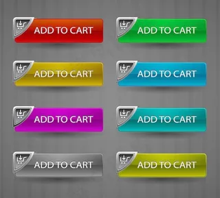 有光泽的添加到购物车按钮设置矢量插...
