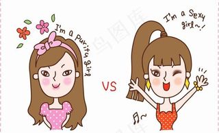 韩国女孩卡通插画矢量素材36