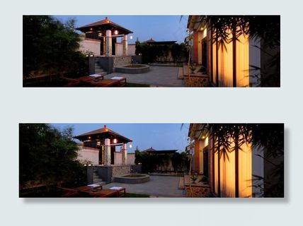 温泉园区夜景图片