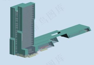 时尚简洁风格高层建筑3D立体模型图