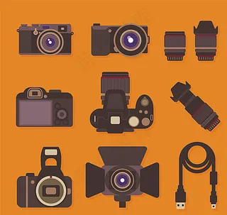 照相机与配件矢量素材图片