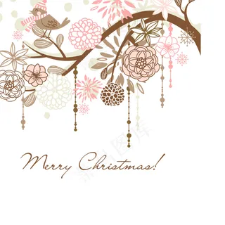 卡能剪影剪纸树枝开花插画分层