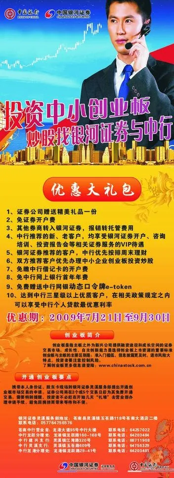 中行和银河证券的易拉宝图片