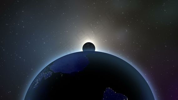 在空间运动的背景地球、月球和太阳 ...