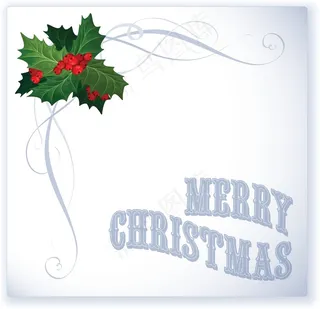 圣诞矢量贺卡冬青树叶和浆果