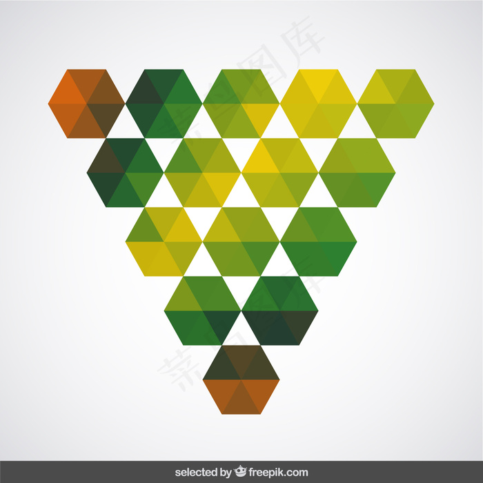 绿色的六边形构成的三角形