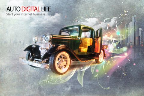 老爷车颓废风格海报