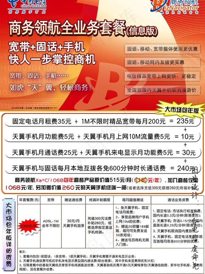电信商务领航信息版宣传彩页背面图片