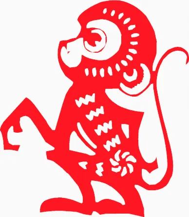 新春生肖剪纸猴矢量图