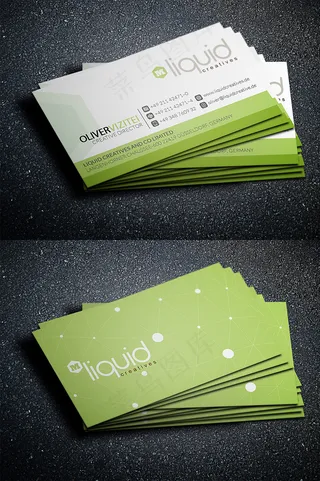 简洁大气绿色商业名片模板