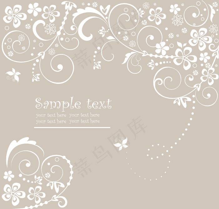 白色浪漫花纹背景矢量图