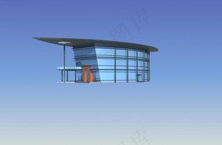 弧形玻璃公共建筑设计模型