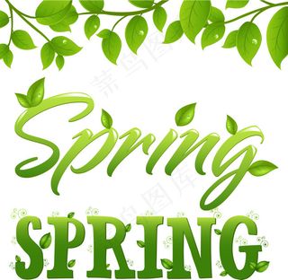 spring艺术字矢量图