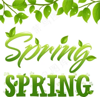 spring艺术字矢量图