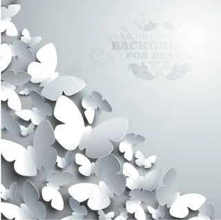 时尚蝴蝶剪纸矢量素材-5