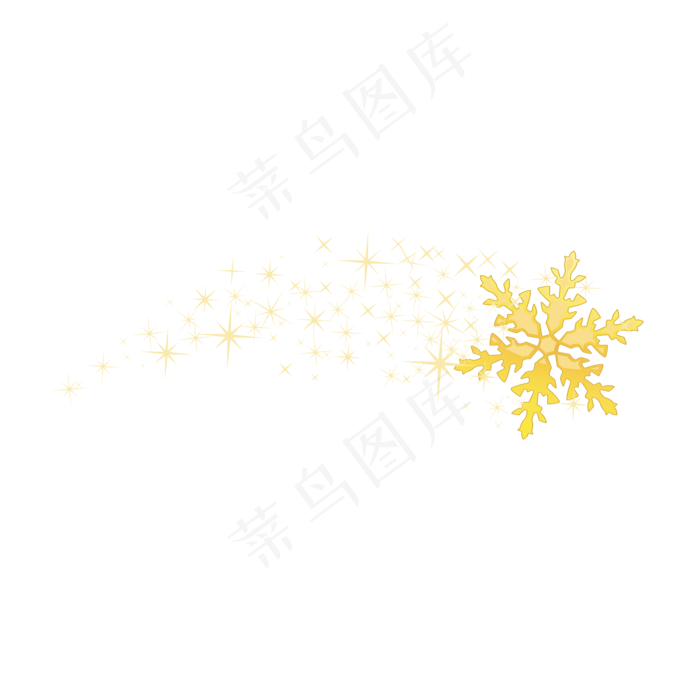 圣诞节卡通扁平金色雪花元素(300 dpi)