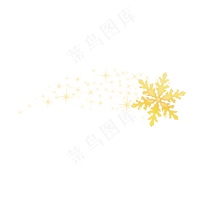 圣诞节卡通扁平金色雪花元素(300 dpi)