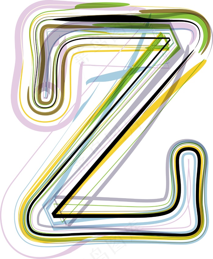 说明有机字体字母Zeps,ai矢量模版下载